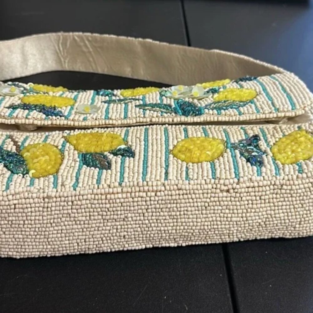 Handcrafted in India Tik Tok Viral Beaded Lemon Striped Shoulder Bag NWT - Picture 8 of 8